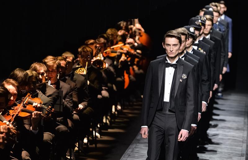 Models walk the runway as part of Paris Fashion Week on Jan. 24, 2015 in Paris, France