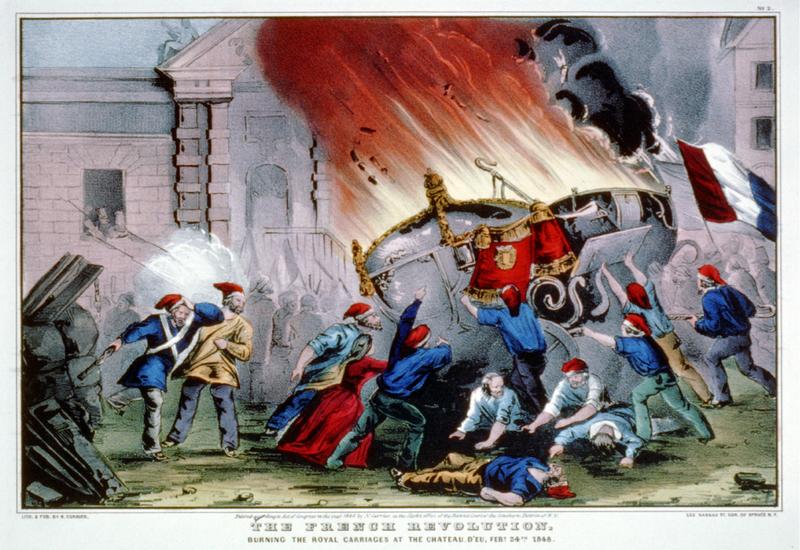 The French revolution: burning the royal carriages at the Chateau d'Eu, Feby. 24, 1848