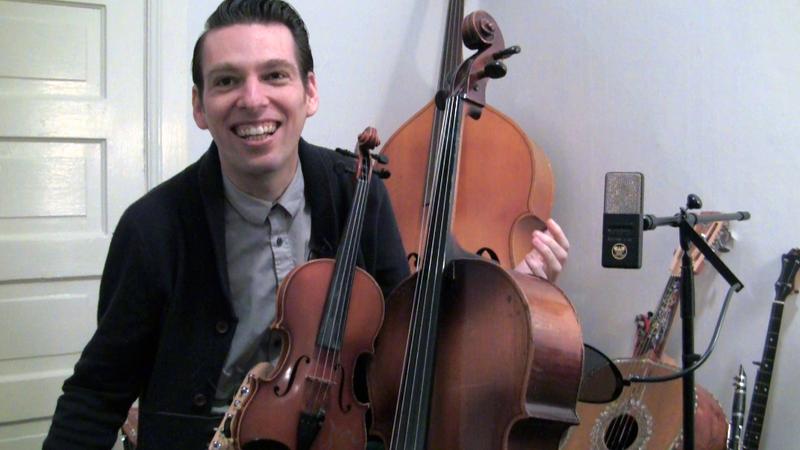 Musician and composer Jherek Bischoff in his Seattle apartment.