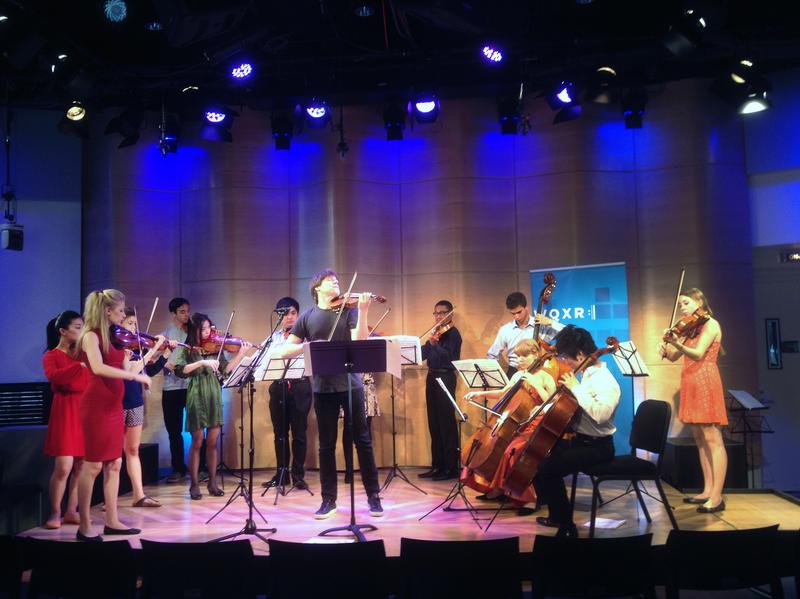 Joshua Bell and musicians from the YoungArts Foundation rehearse in The Greene Space at WQXR.