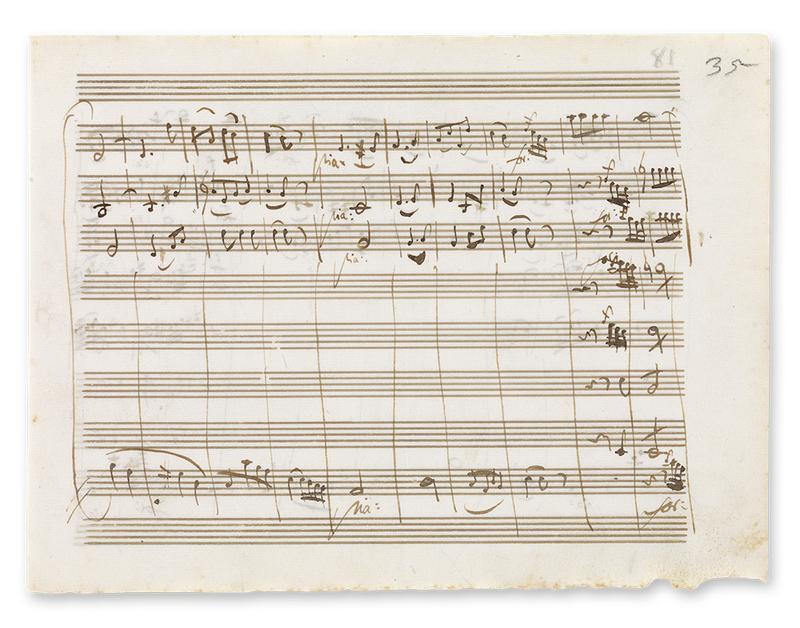 Two pages from Mozart's Serenade in D Major are up for auction