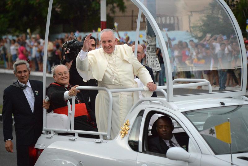 Pope Francis parting traffic in Havana earlier this month.