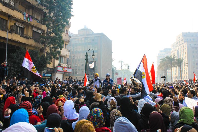 Cairo's Tahrir Square, Egypt, Nov 22, 2011. People were dead and injured because of tear gas, rubber bullets of riot police.