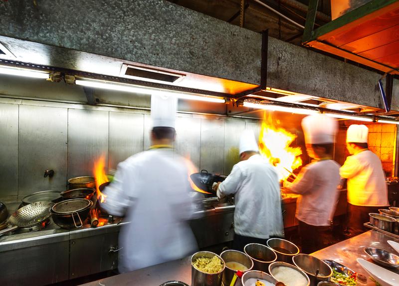 Chefs in a restaurant kitchen