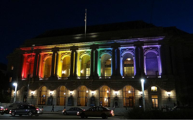 War Memorial Opera House in San Francisco celebrates Gay Pride Month