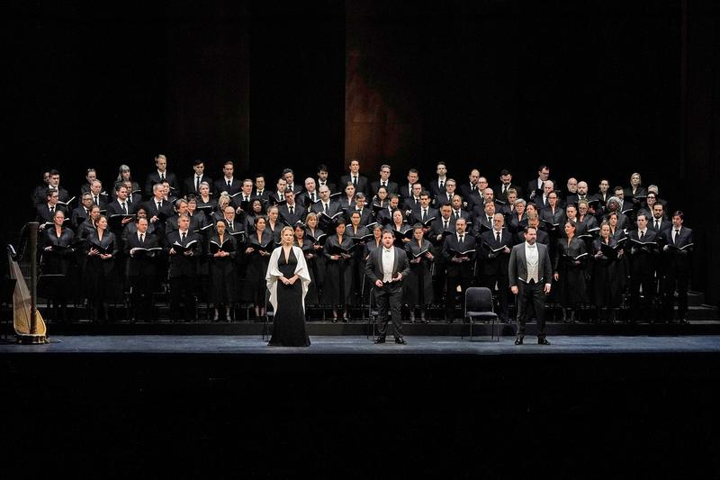 Elīna Garanča, Michael Spyres, and Ildar Abdrazakov, with the Met chorus in a concert presenation of Berlioz’s “La Damnation de Faust.”