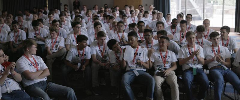 René Otero and other participants in a mock election in Texas, from the documentary "Boys State."