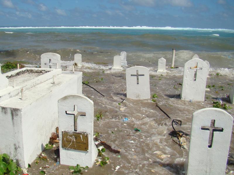 Flooding in a cemetery on Majuro Atoll in the Marshall Islands in December 2008.