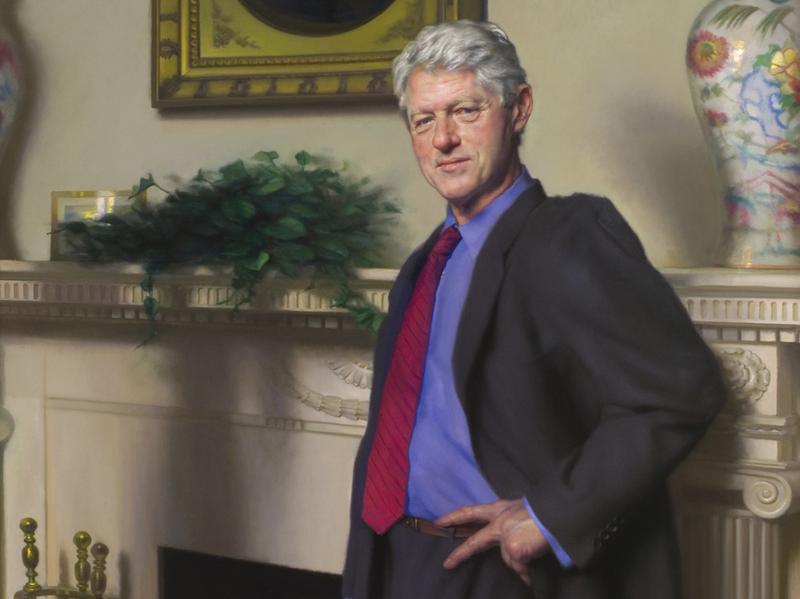 Artist Nelson Shanks' 2005 portrait of former President Clinton, which hangs at the Smithsonian Institution's National Portrait Gallery.