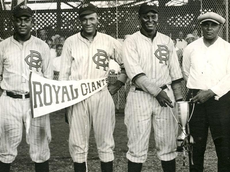 On the recommendation of Kenichi Zenimura, manager Lonnie Goodwin (far right) took his ballclub on a tour of Asia in April 1927. Here, he's pictured with (from left) catcher O'Neal Pullen, pitcher Ajay Johnson and shortstop Biz Mackey.