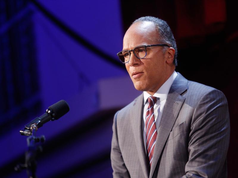 Lester Holt speaks on stage at an event at The Waldorf Astoria Hotel on Sept. 12 in New York City.