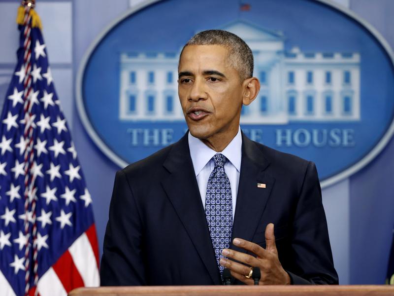 President Obama speaks during his final presidential news conference Wednesday in the briefing room of the White House.