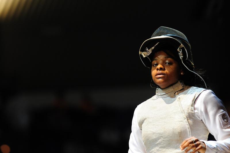 The US's Nzingha Prescod at the 2011 World Fencing Championships in Catania