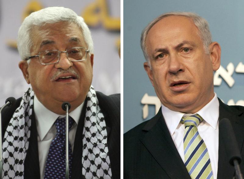 A combo of pictures shows Palestinian leader Mahmud Abbas (L) and Israeli Prime Minister Benjamin Netanyahu.