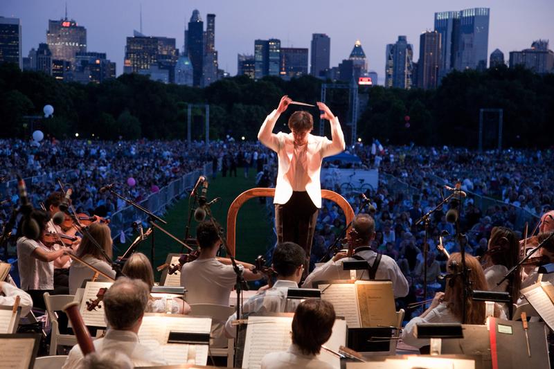 The New York Philharmonic play in Central Park