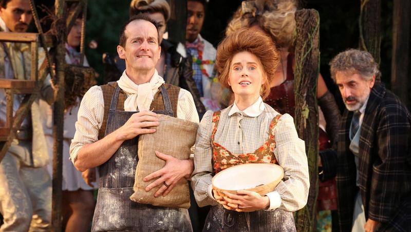 Denis O'Hare and Amy Adams in the Shakespeare in the Park production of <em>Into the Woods</em>.