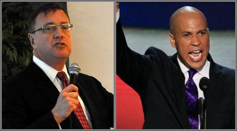 Bogota Mayor Steve Lonegan and Newark Mayor Cory Booker, candidates in the special election to fill New Jersey's vacant US Senate seat.