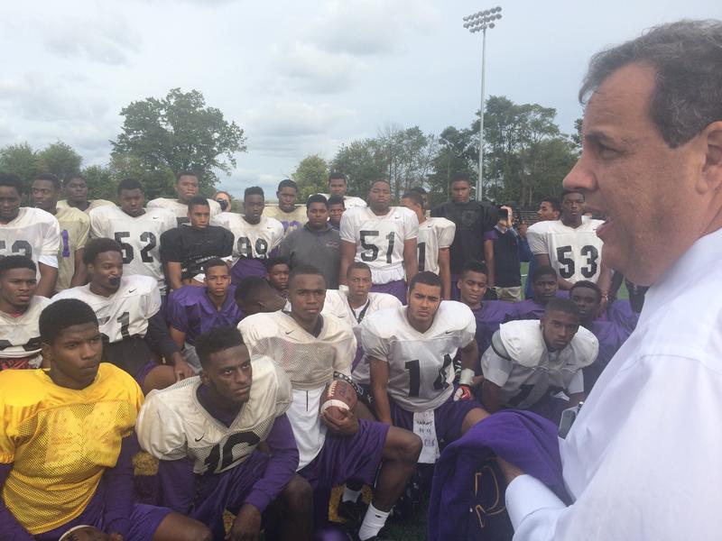 Gov. Chris Christie told the Camden High football team in South Jersey that he's thinking about running for president.