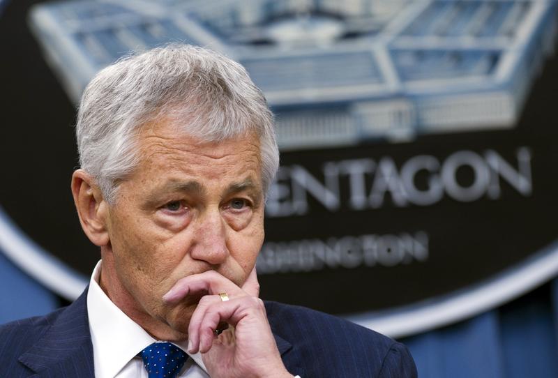 US Secretary of Defense Chuck Hagel speaks during a press briefing on the Pentagon's Fiscal Year 2014 budget at the Pentagon in Washington, DC, on April 10, 2013.