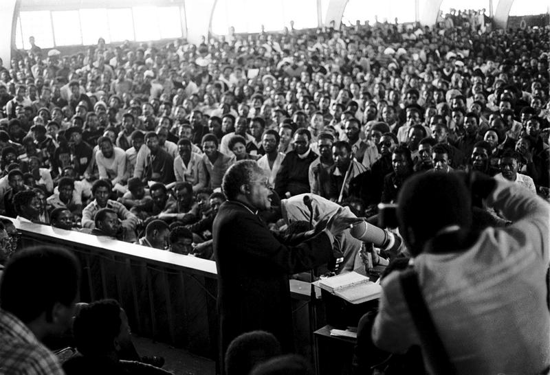 Protesting pupils use the Regina Mundi Church as a refuge during the student uprising on June 16, 1976 in Soweto in Johannesburg, South Africa.