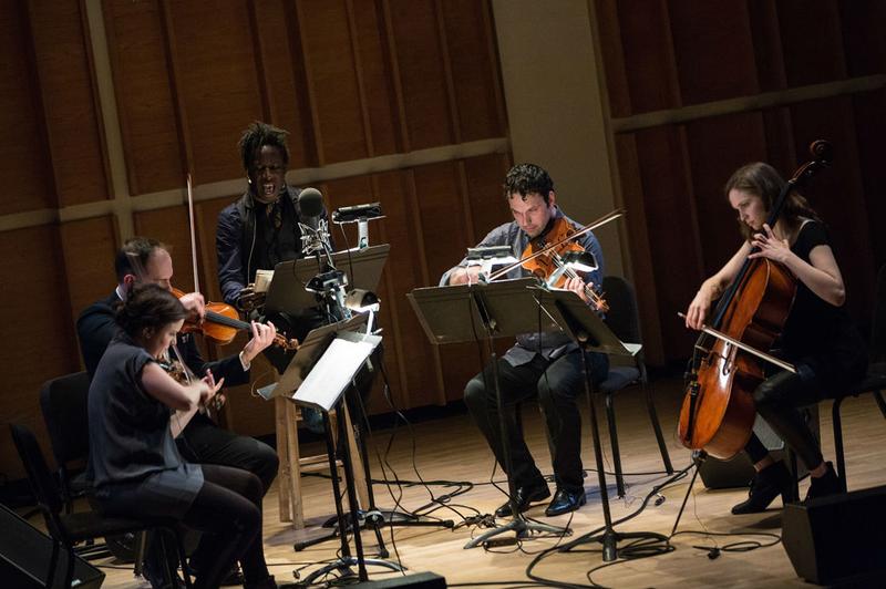 Saul WIlliams and Mivos Quartet at Ecstatic Music Festival 2014