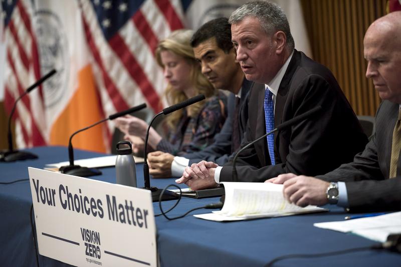 Mayor de Blasio responded to questions about his emails at an unrelated press conference at City Hall