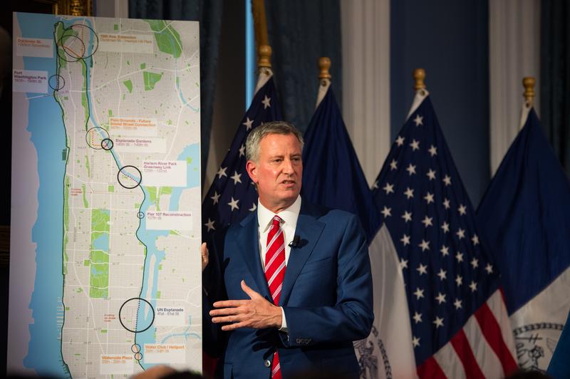 New York City Mayor Bill de Blasio presents the Executive Budget for 2018 in the Blue Room on Wednesday. April 26th, 2017.