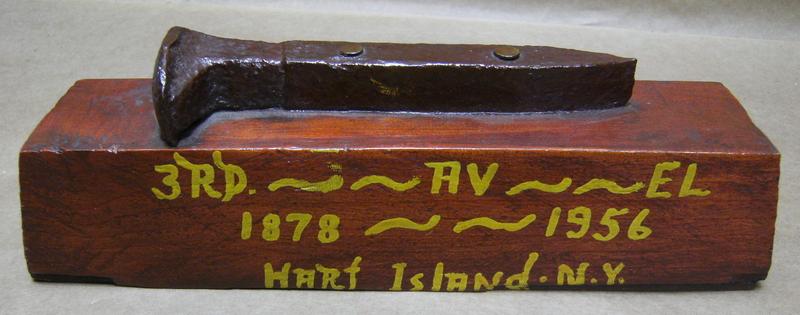 A relic from the 3rd Avenue Elevated Train. It suggests the remnants were interred at Hart Island.