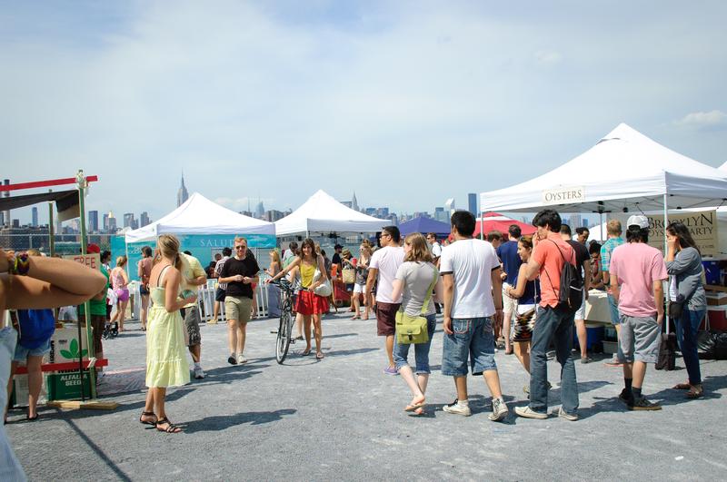 The crowd shops for Brooklyn-made products at an outdoor market in Williamsburg