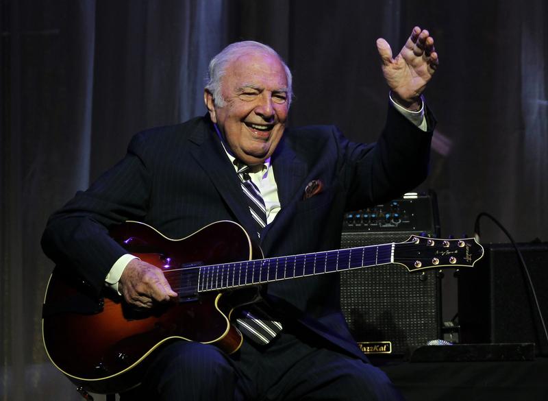 John "Bucky" Pizzarelli performs after being inducted into the New Jersey Hall of Fame 2011