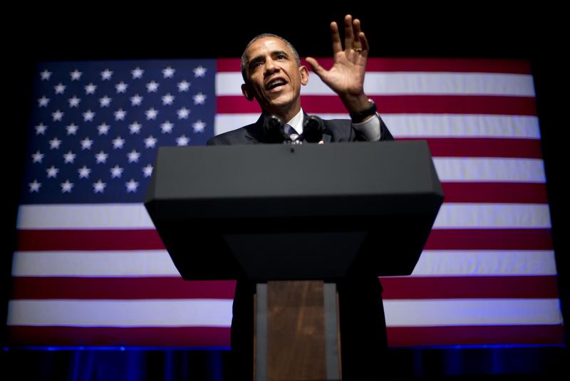 President Barack Obama speaks at the Democratic National Committee's (DNC) annual Lesbian, Gay, Bisexual and Transgender (LGBT) fundraiser gala in Gotham Hall, Tuesday, June 17, 2014, in New York.