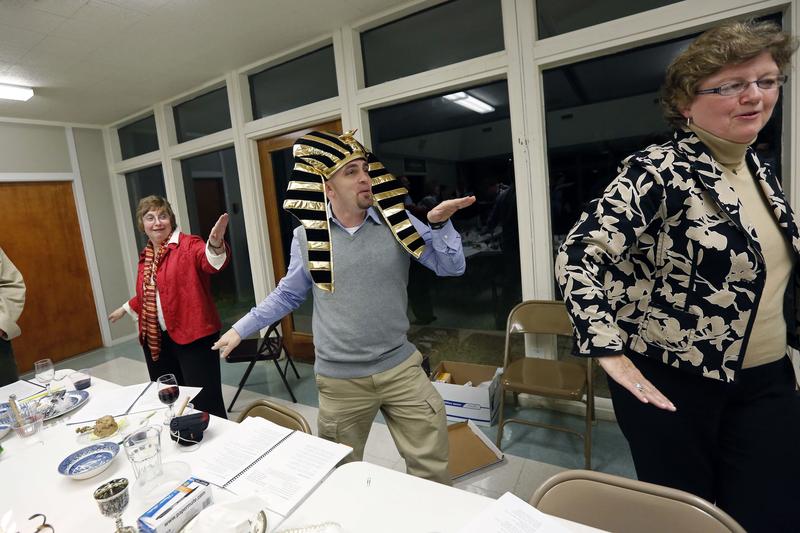 In this March 21, 2013 photograph, Rabbi Marshal Klaven, director of rabbinic services for the Goldring-Woldenberg Institute for Jewish Life in Jackson, leads members of St. Philip's Episcopal Church.