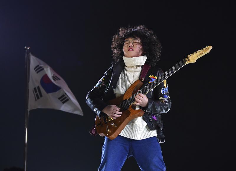 Thirteen-year-old guitarist Yang Tae-Hwan plays a variation on Vivaldi's 'Winter,' during the closing ceremony of the 2018 Winter Olympics in Pyeongchang.