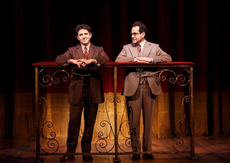 Santino Fontana and Tony Shalhoub in a scene from Lincoln Center Theater's production of "Act One," a play written and directed by James Lapine, at the Vivian Beaumont Theater. 
