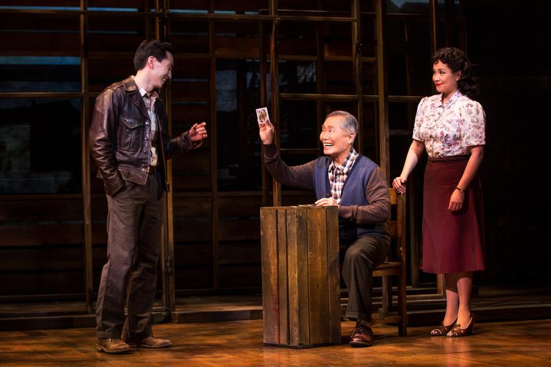 Michael K. Lee, George Takei and Lea Salonga in a scene from 'Allegiance' on Broadway.