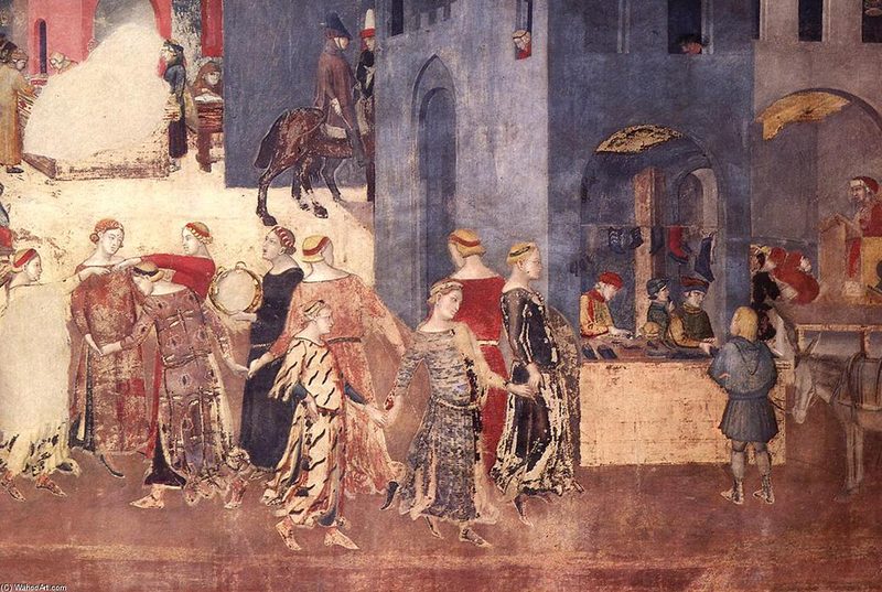 Detail from Allegory of Good Government by Ambrogio Lorenzetti, Palazzo Pubblico, Siena, 1338-40