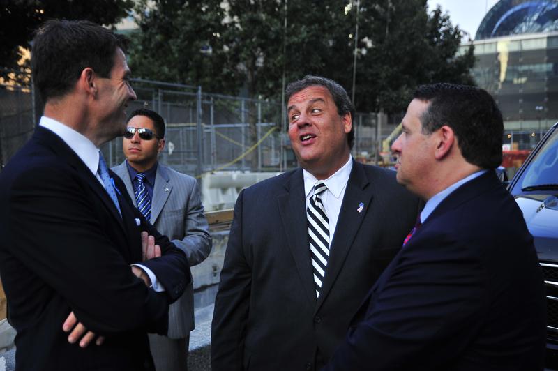 (From Left to Right) Bill Baroni, Governor Chris Christie, and David Wildstein talk at World Trade Center Site, September 11, 2013