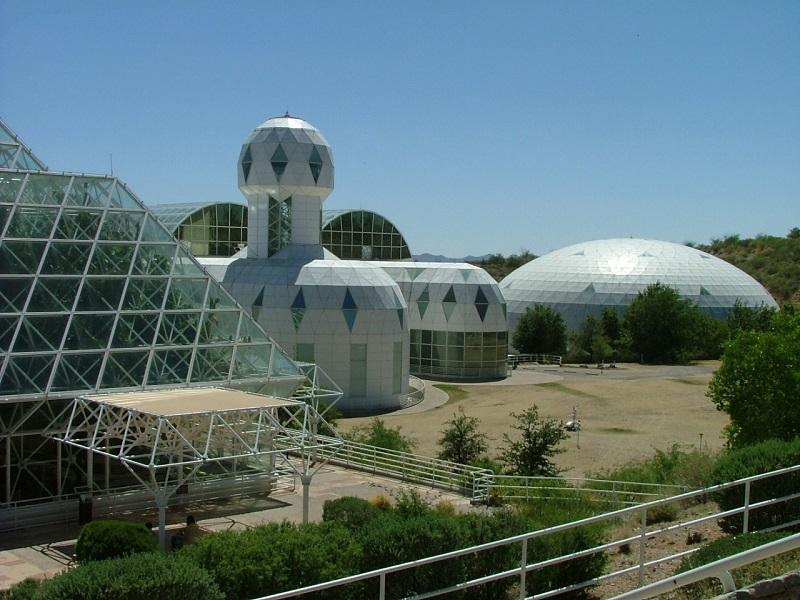 View of Biosphere 2, "Habitat & Lung" located in Oracle, Arizona. 