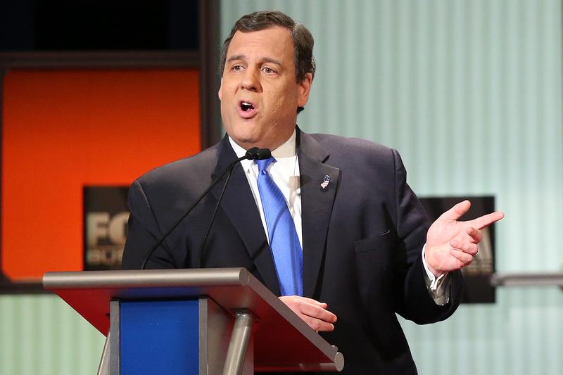 Republican presidential candidate New Jersey Governor Chris Christie participates in the Fox Business Network Republican presidential debate at the North Charleston Coliseum and Performing Arts Center