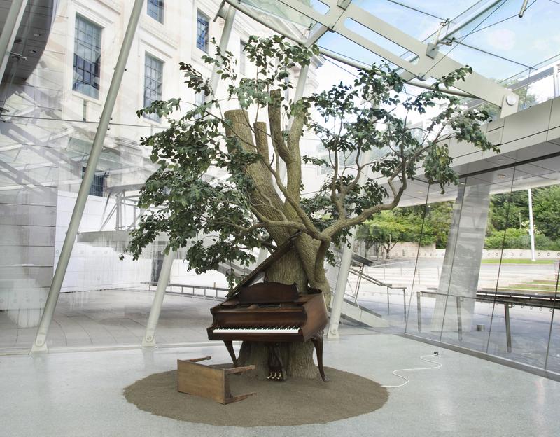 Sanford Biggers (American, born 1970). Blossom, 2007. Steel, plastic and synthetic fibers, wood, MIDI player piano system, Zoopoxy, paint, dirt, modelling clay, polyurethane foam.