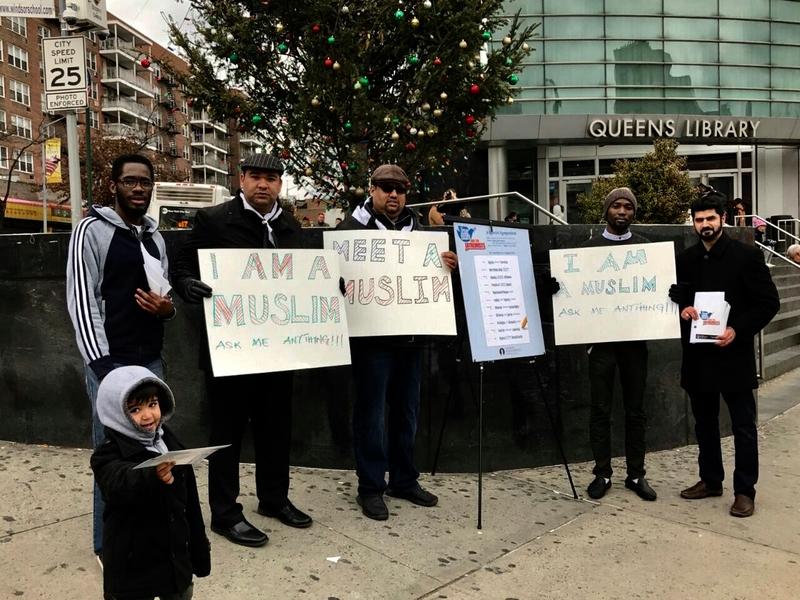 Meet a Muslim Queens - image of Muslim youth taking to the streets in a #MeetAMuslim campaign for the public to be able to ask whatever questions they have.