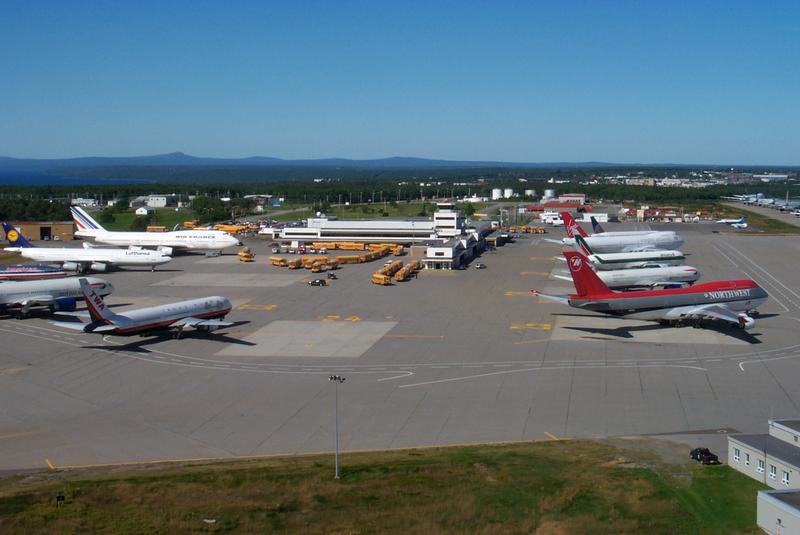 Airplanes grounded in Gander, Newfoundland in Canada following the attacks of Septemeber 11, 2001.