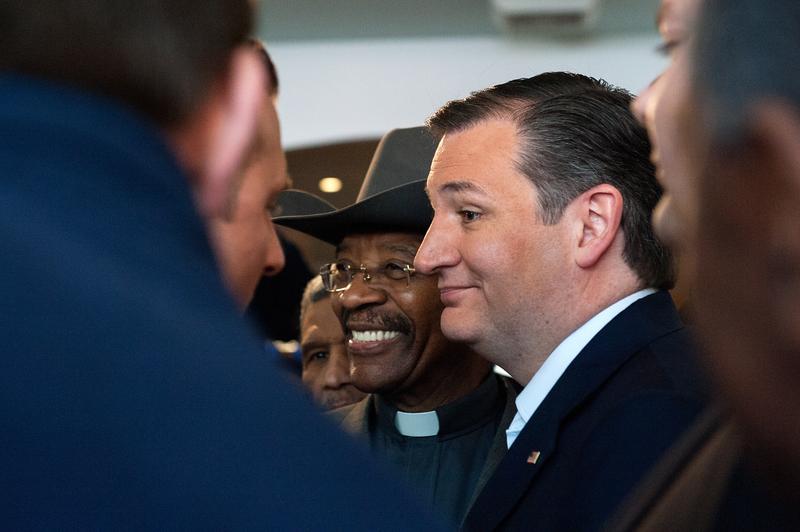 Republican presidential candidate Ted Cruz met with State Senator Ruben Diaz and other clergy members in the Bronx on April 6, 2016.