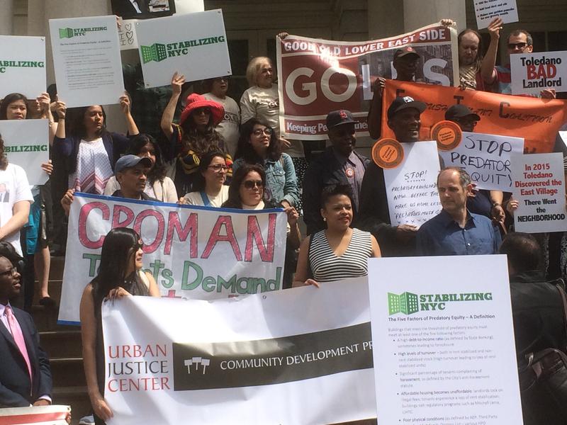 Housing advocates say predatory landlords and lenders are pushing tenants out to profit from their rent-stabilized apartments. 