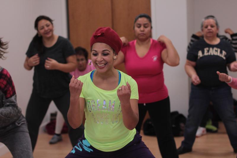 Zumba classes are one of many "wellness" offerings for women to help improve their fitness and health at Grameen VidaSana, in Queens.