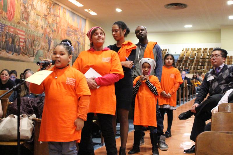 Supporters of Success Academy Charter Schools line up to speak at a meeting for the Panel for Education Policy on Feb. 25, 2015.