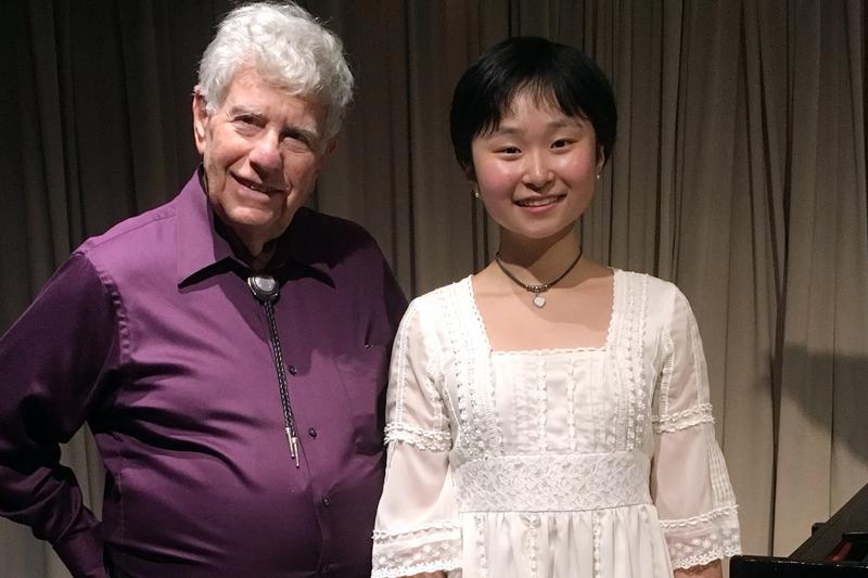 Pianist Lucia Li in the studio with Young Artists Showcase host Bob Sherman.