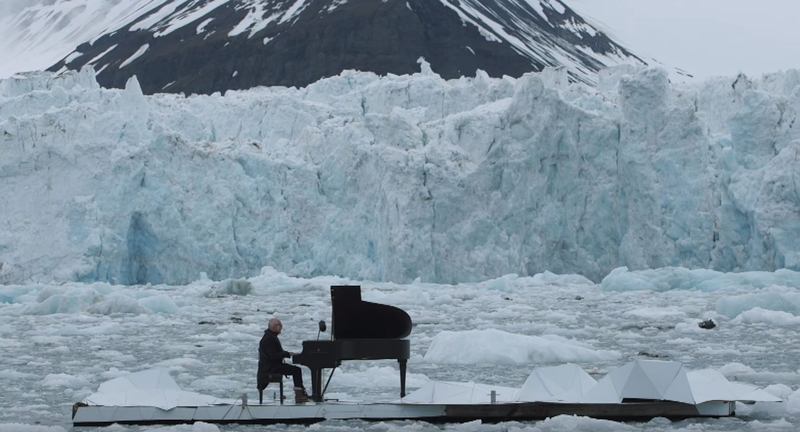 Composer and pianist Ludovico Einaudi performs in the middle of the Arctic Ocean.