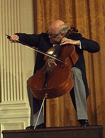 Mstislav Rostropovich playing the Duport Stradivarius at the White House September 17, 1978.