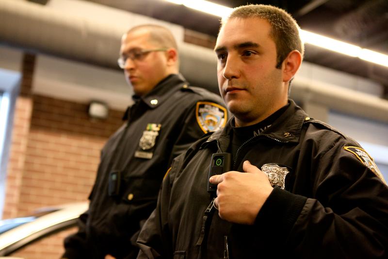 NYPD demonstrating the use of body cameras at the Police Academy in Queens.